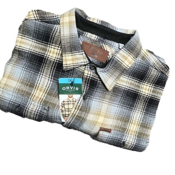 Orvis Men's Flannel Shirt Men’s Pockets Size 3XL NWT - Picture 7 of 8
